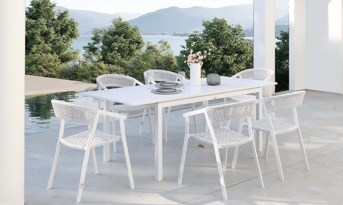 Extendable table in white aluminum - LOU MINI