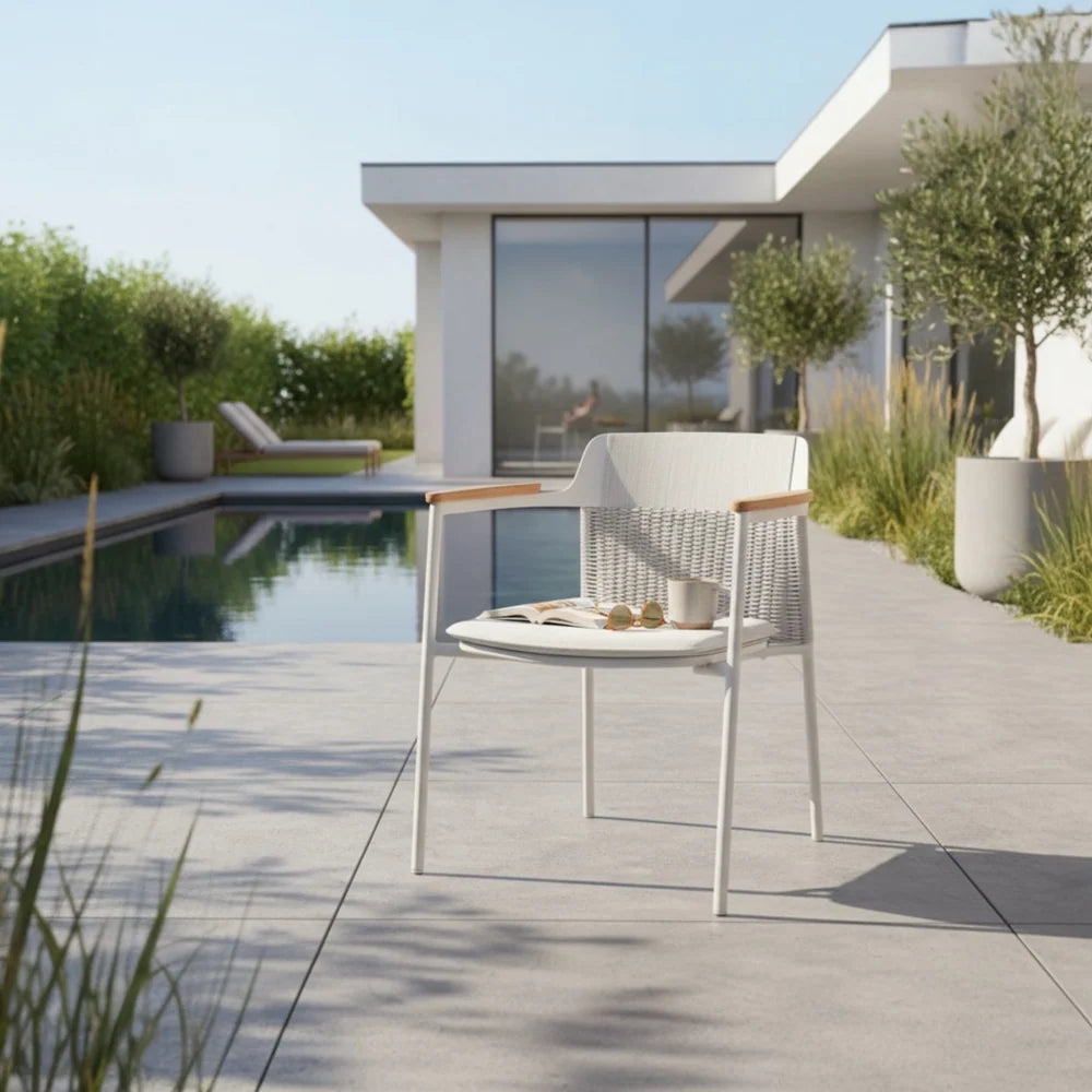 Beige stackable designer garden dining chair - JULIA