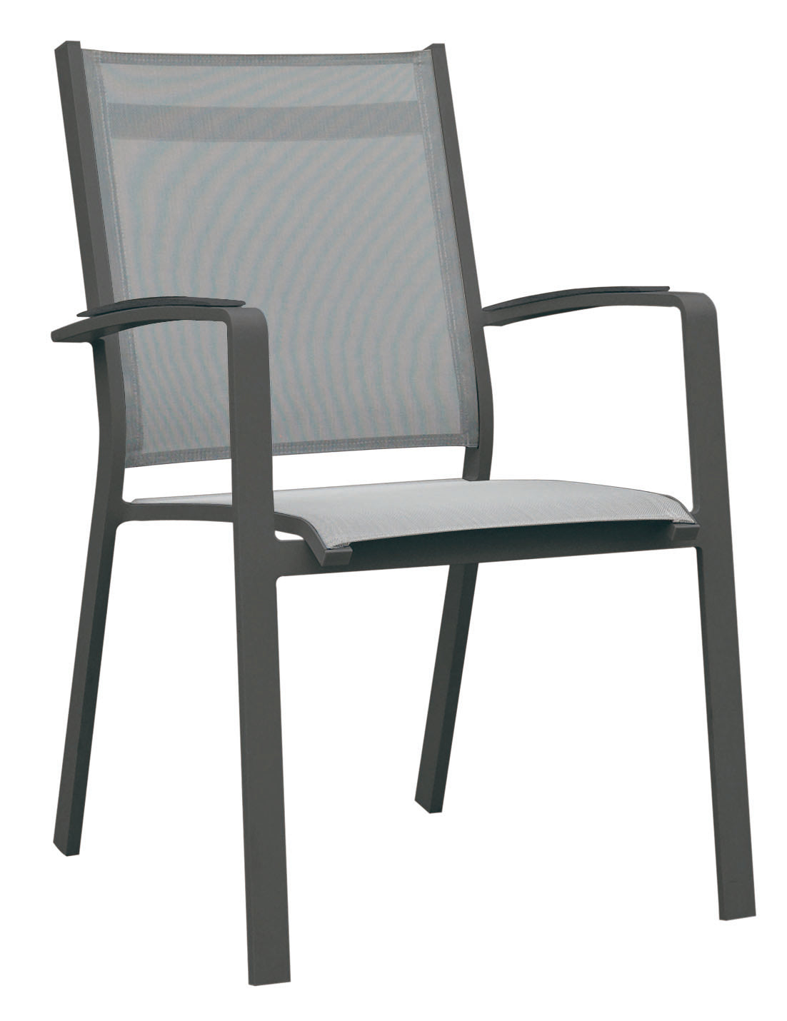 Stackable aluminum dining armchair - NORY PLUS BLACK (set of 6)