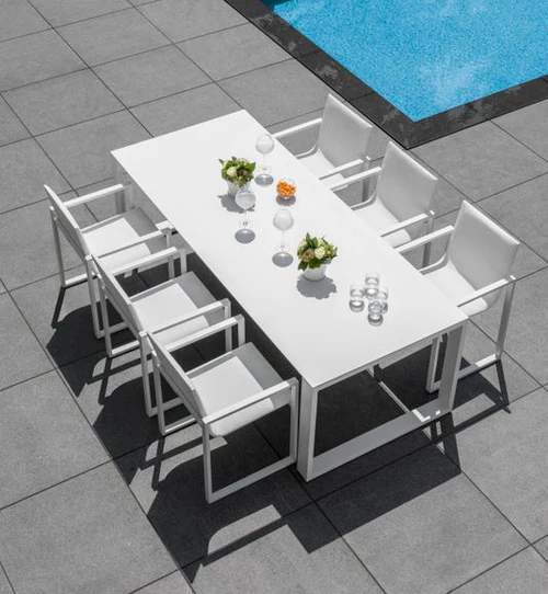 Designer aluminum garden chair - COMO white (set of 2)