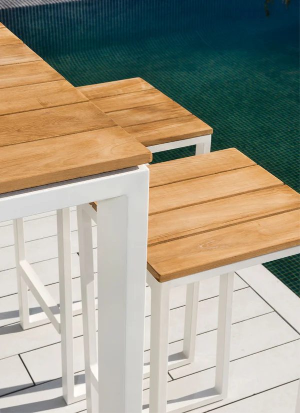 High-end aluminum and teak wood garden bar - COMO BAR