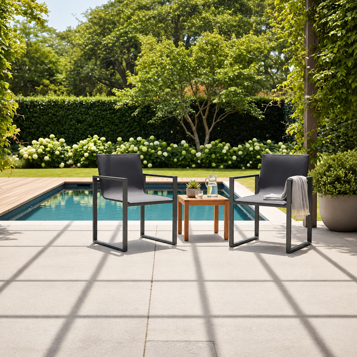 Designer aluminum garden chair - COMO black (set of 2)