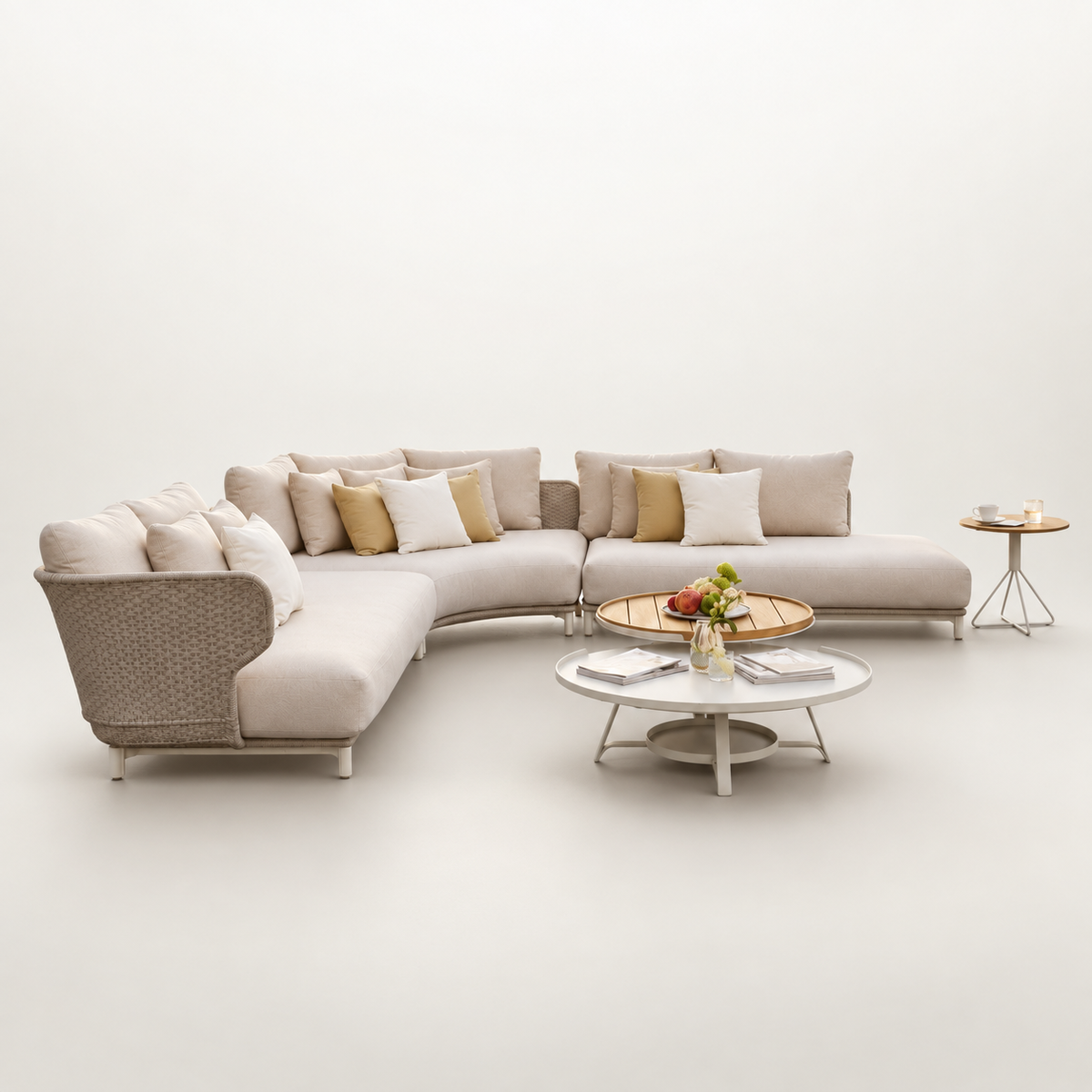 Corner garden furniture in aluminum and braided rope - CHARLY