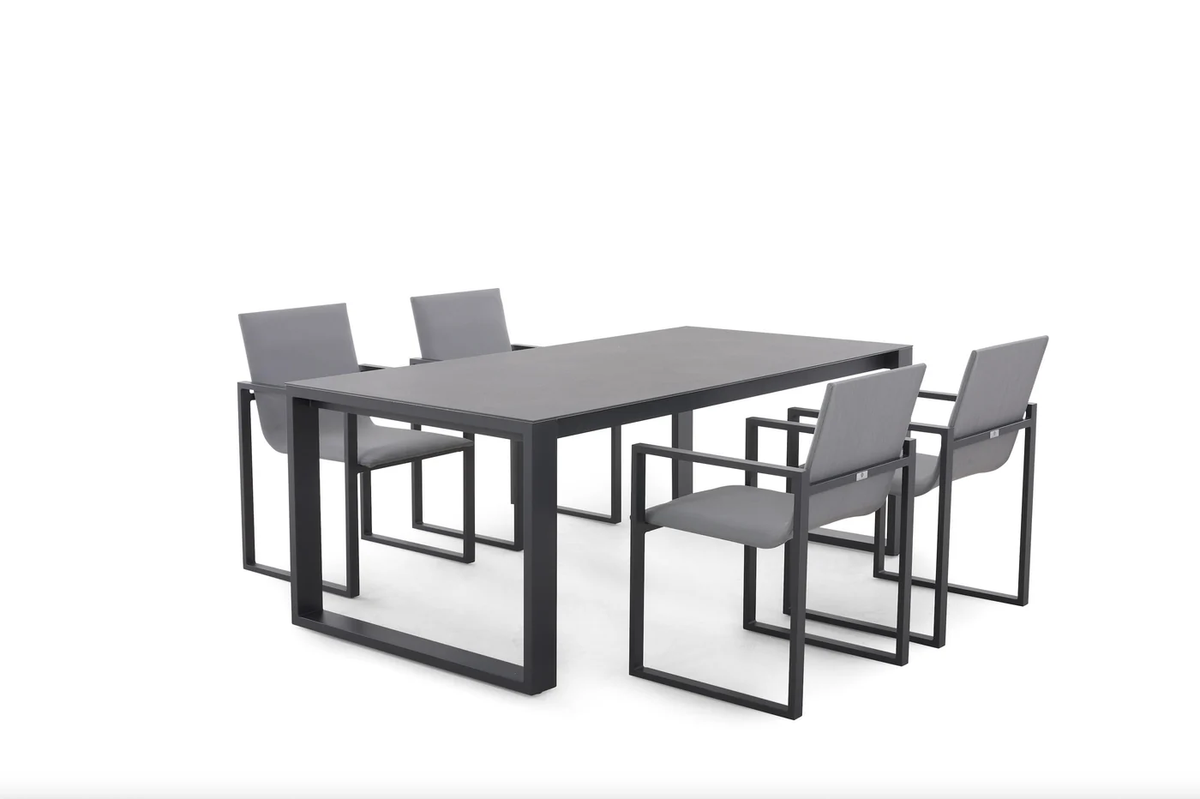 Aluminum garden table - COMO black with ceramic top 200/240CM