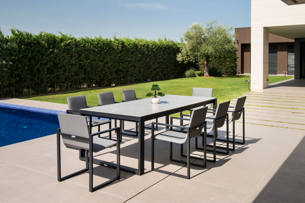 Aluminum garden table - COMO black with ceramic top 200/240CM