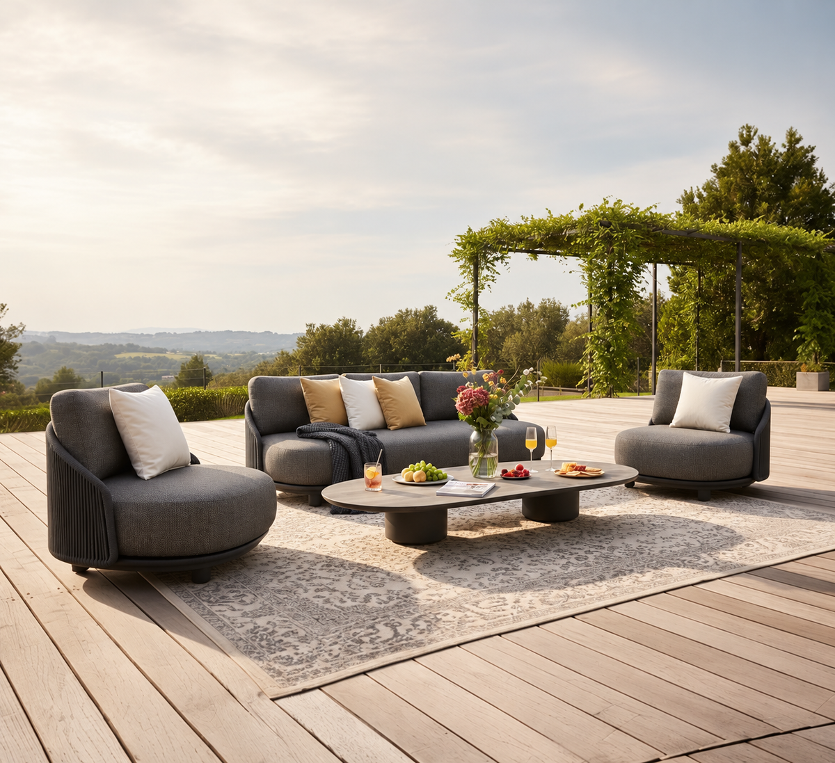 Outdoor design garden furniture in aluminum and rope - AURA NOIR