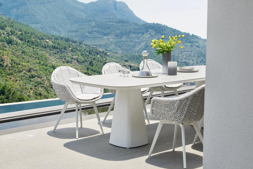 Outdoor dining armchair in aluminum and resin with AGORA cushions (set of 2) - MILO WHITE