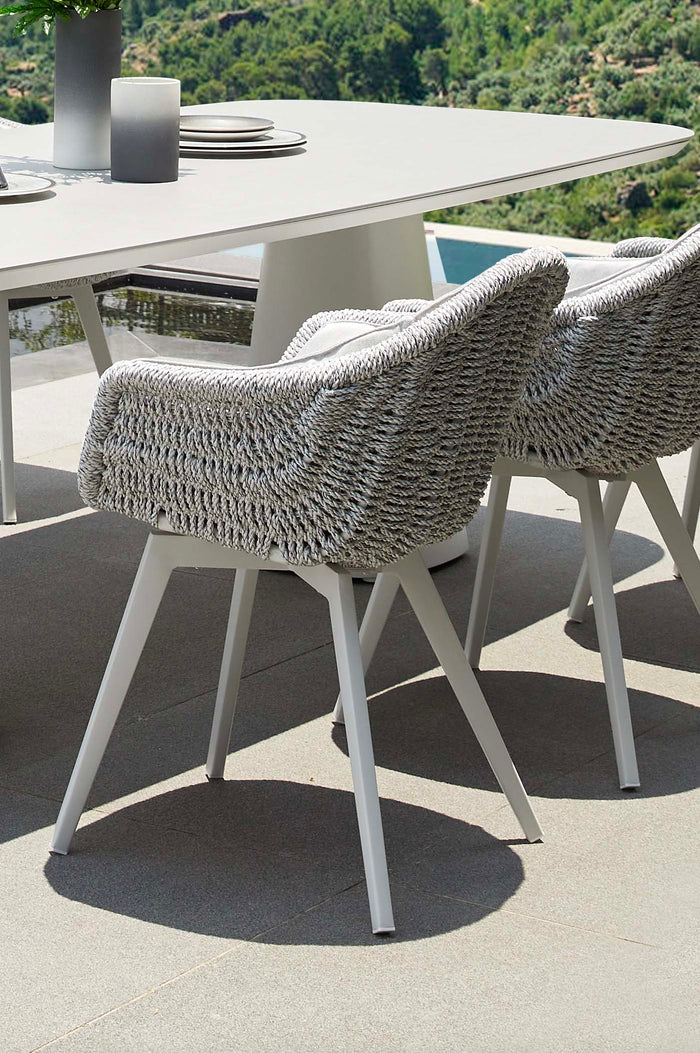 Outdoor dining armchair in aluminum and resin with AGORA cushions (set of 2) - MILO WHITE
