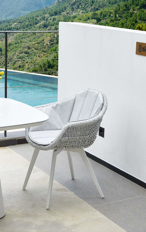 Outdoor dining armchair in aluminum and resin with AGORA cushions (set of 2) - MILO WHITE