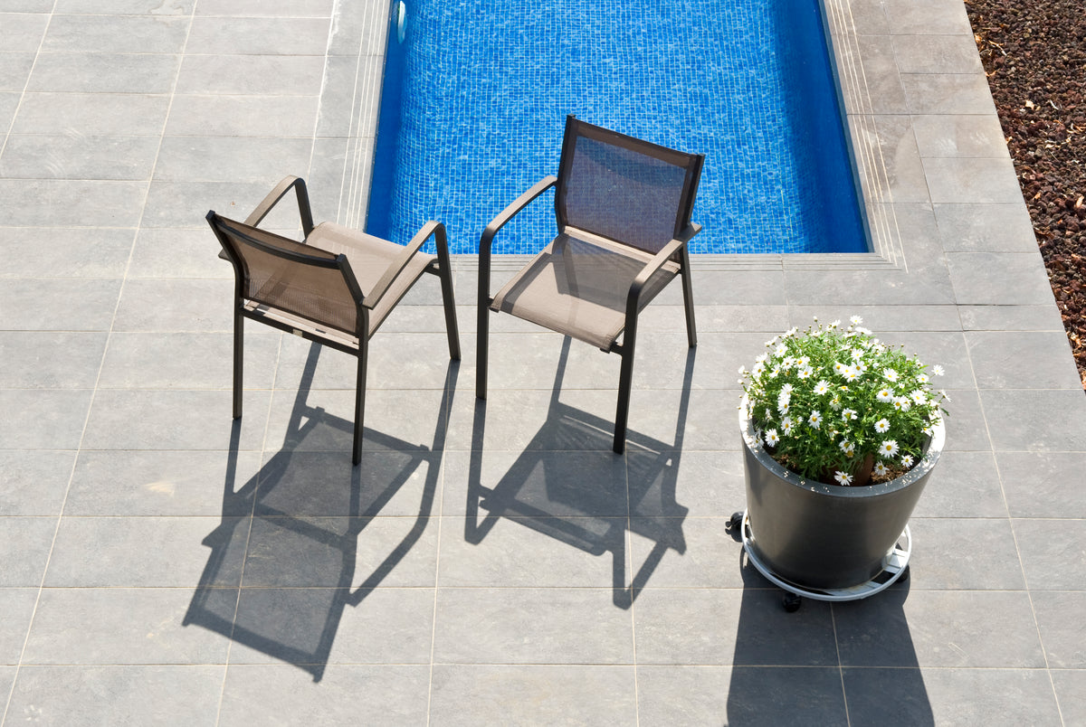 Stackable aluminum armchair - NORY BLACK (set of 6)