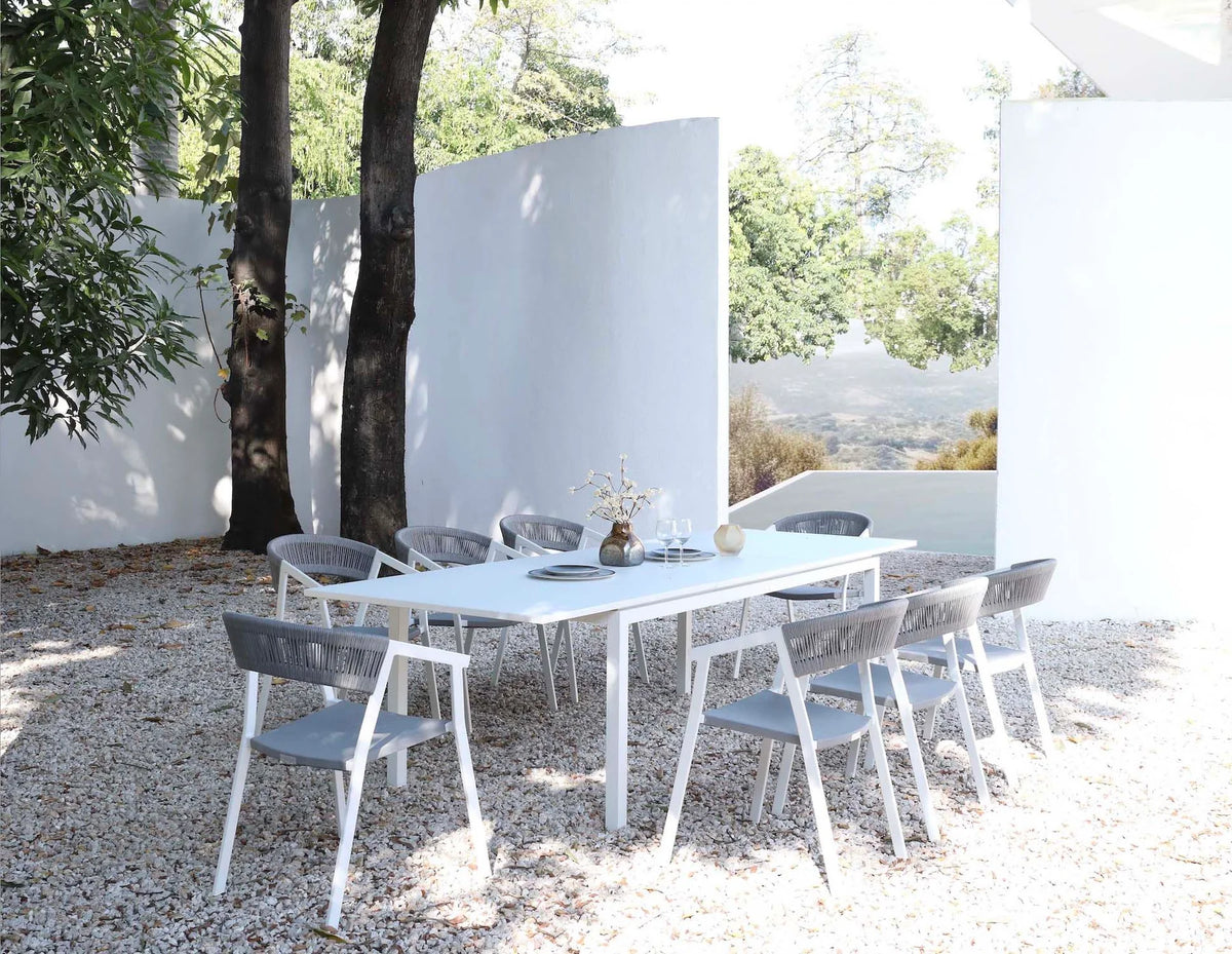 Extendable table 200-280 cm in white aluminum - LOU