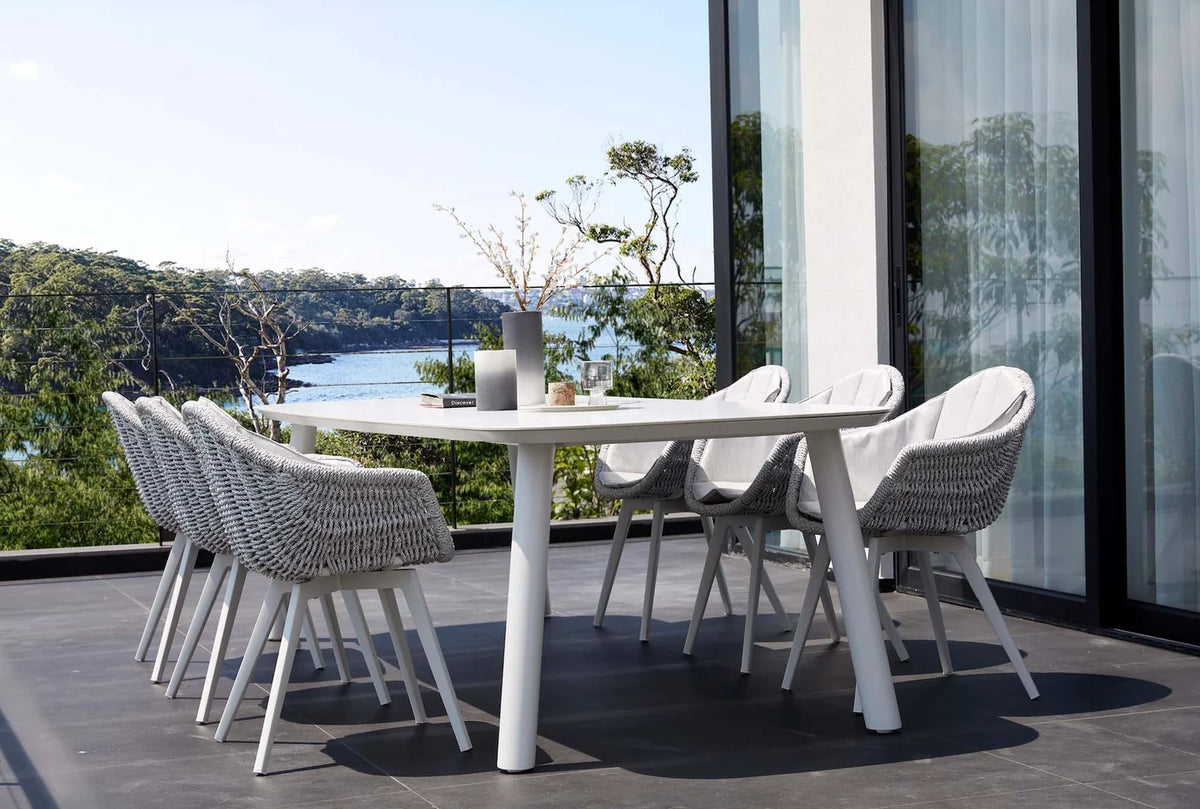 Modern aluminum garden dining table - with ceramic top - LARA