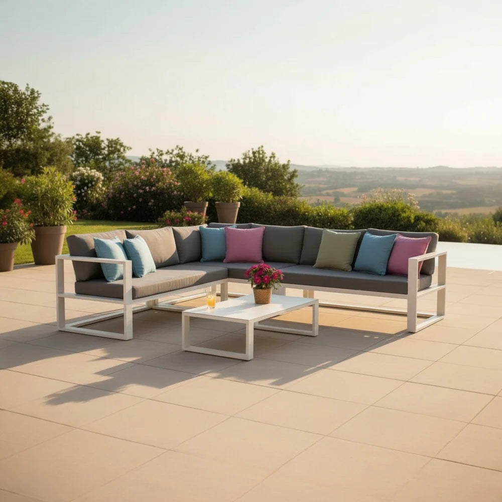 Designer garden sofa in high-end aluminum - BELLY COZY