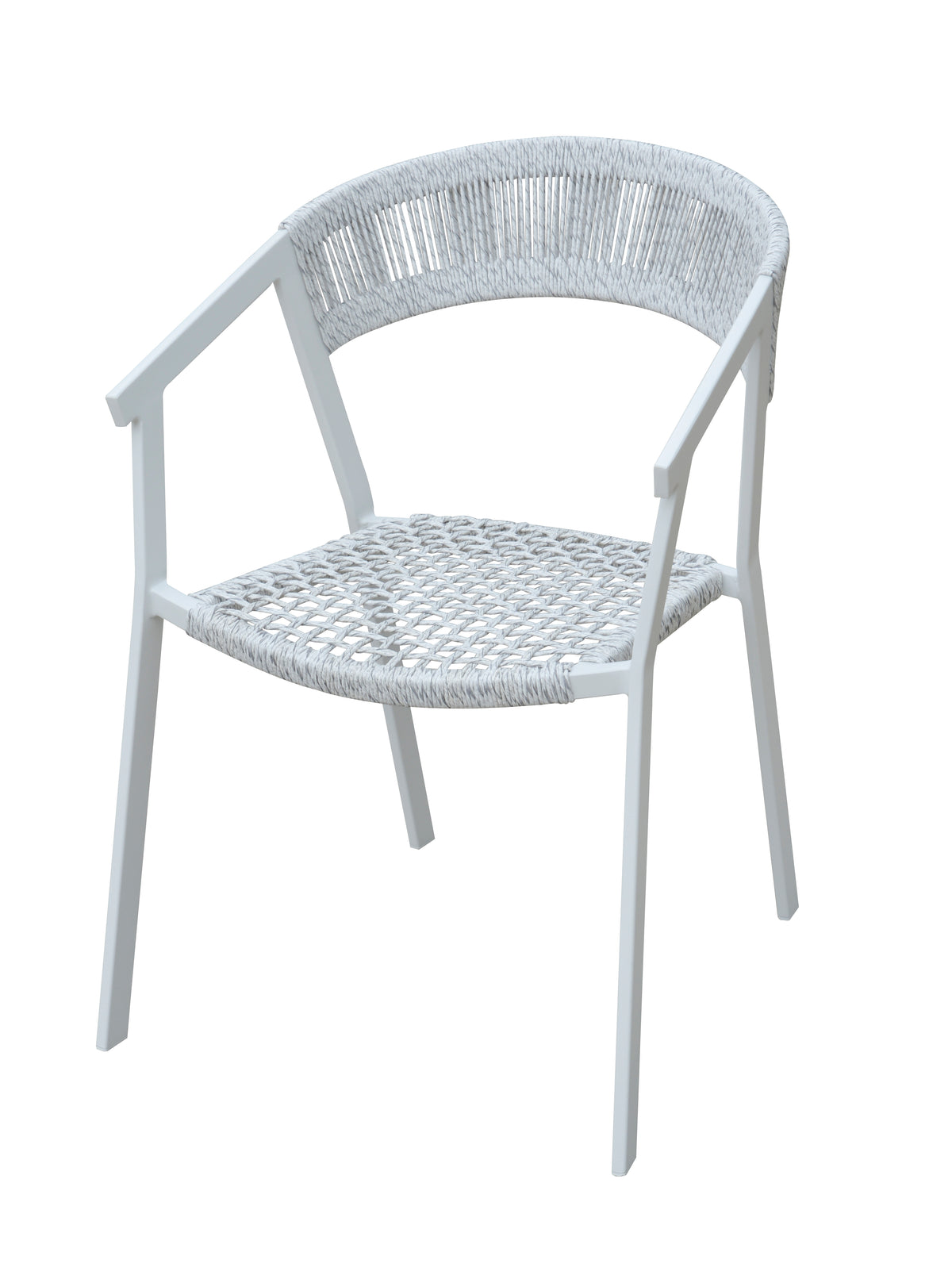Garden dining armchair in aluminum and light gray rope (set of 2) - LARA