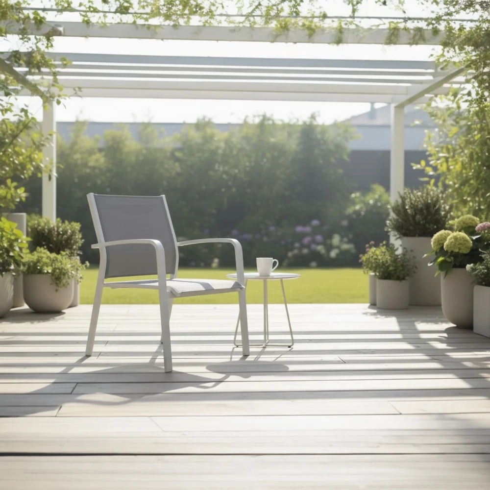 Stackable aluminum armchair - NORY WHITE (set of 6)
