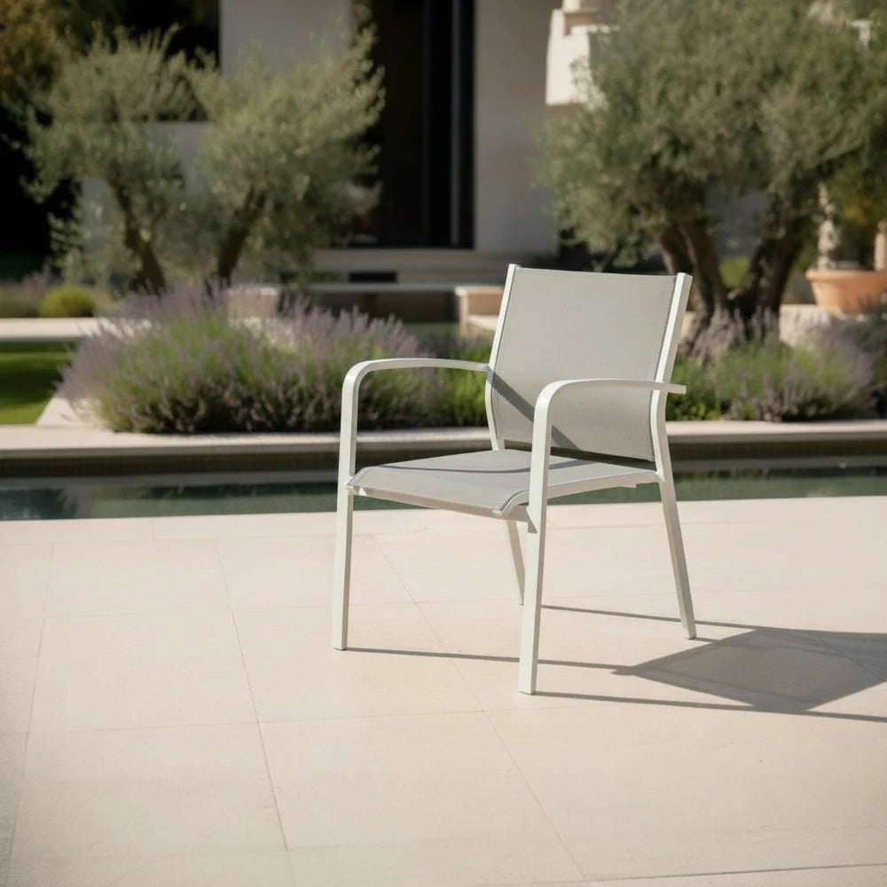 Stackable aluminum armchair - NORY WHITE (set of 6)