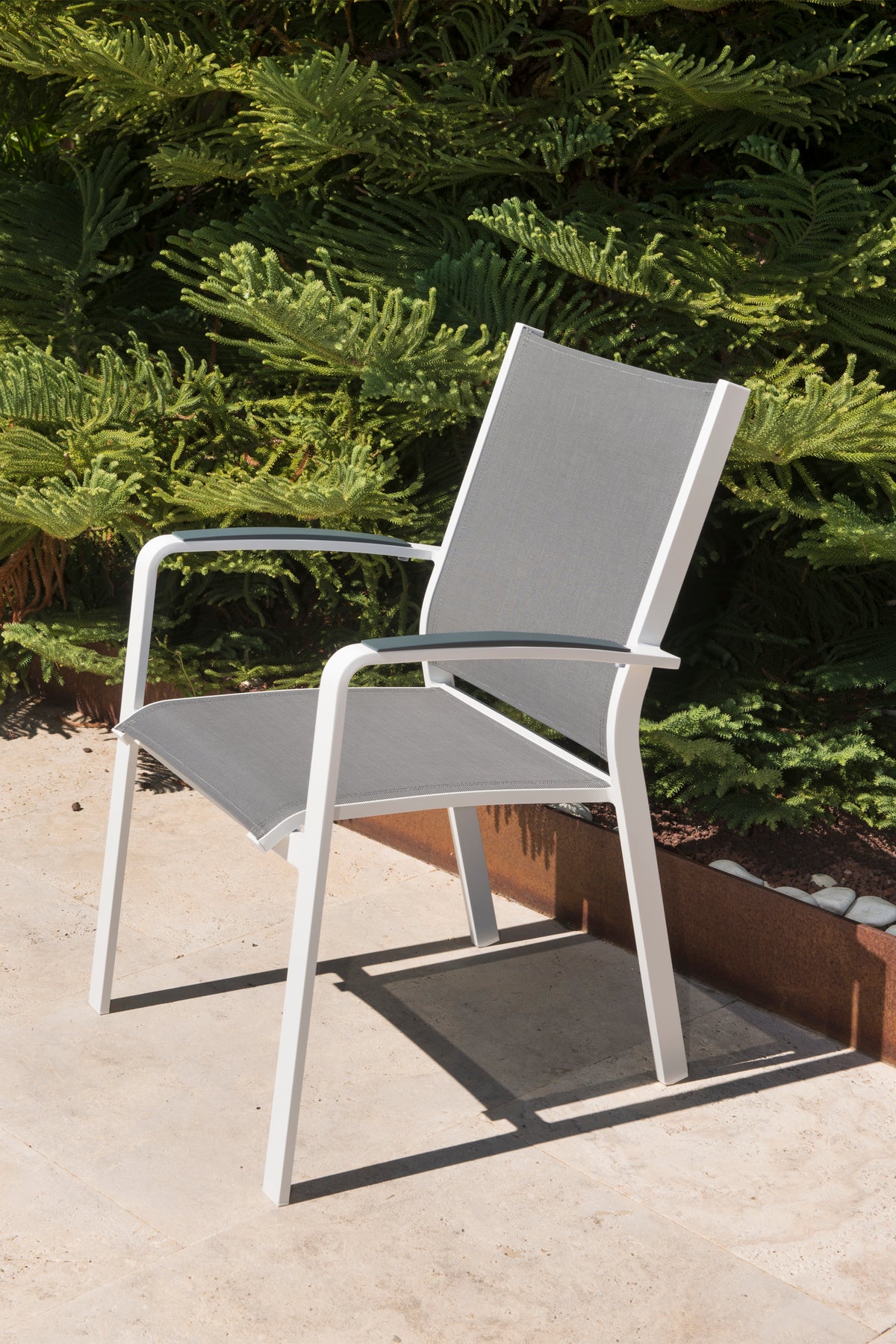 Stackable aluminum dining armchair - NORY PLUS WHITE (set of 6)