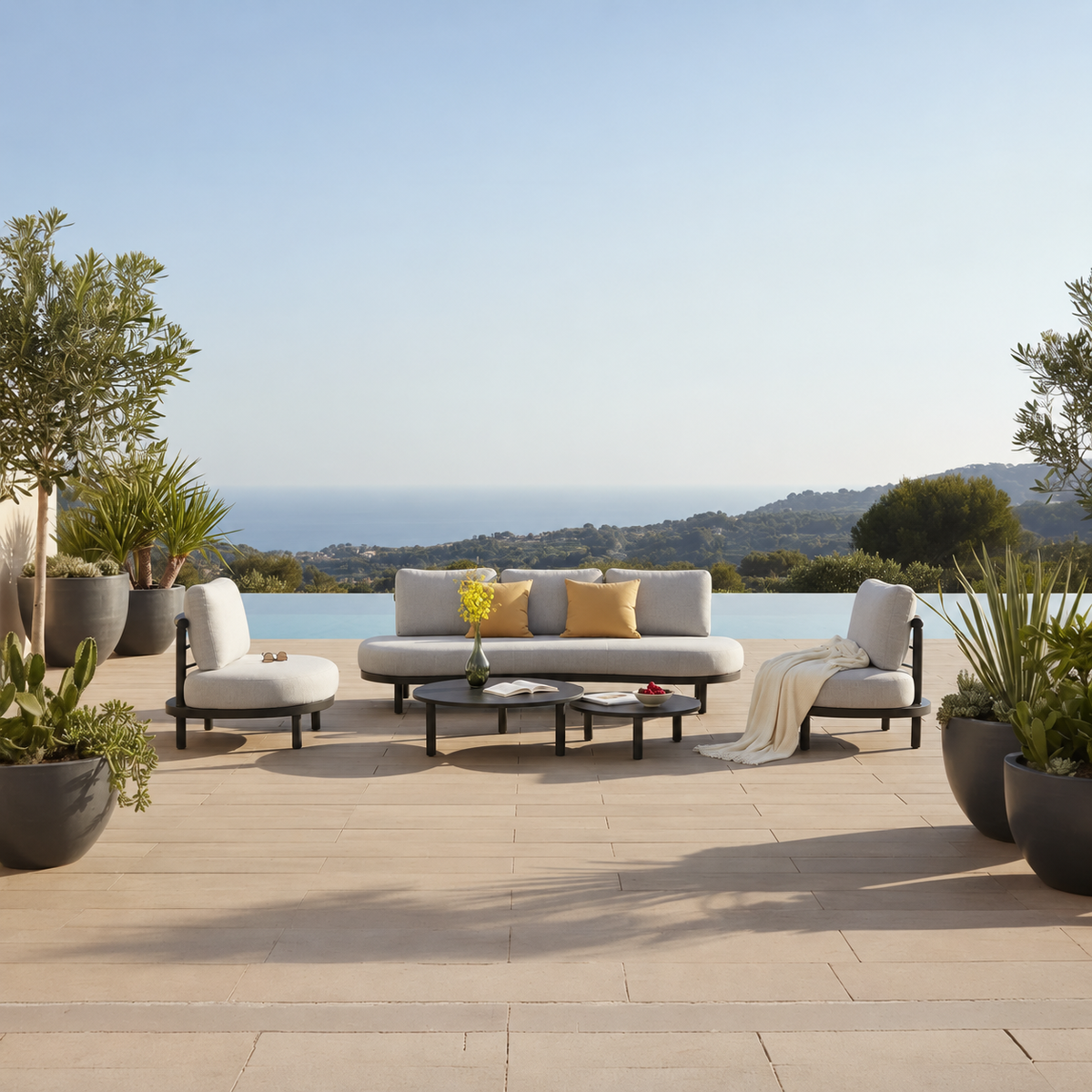 Aluminum design outdoor garden sofa - AMBER