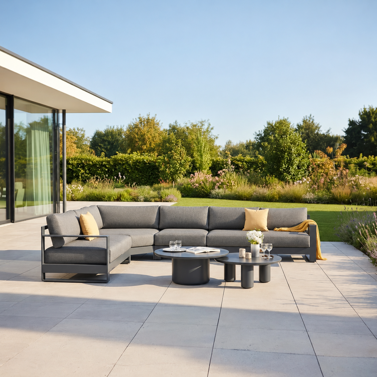 High-end modular designer aluminum garden furniture - IRIS COZY BLACK
