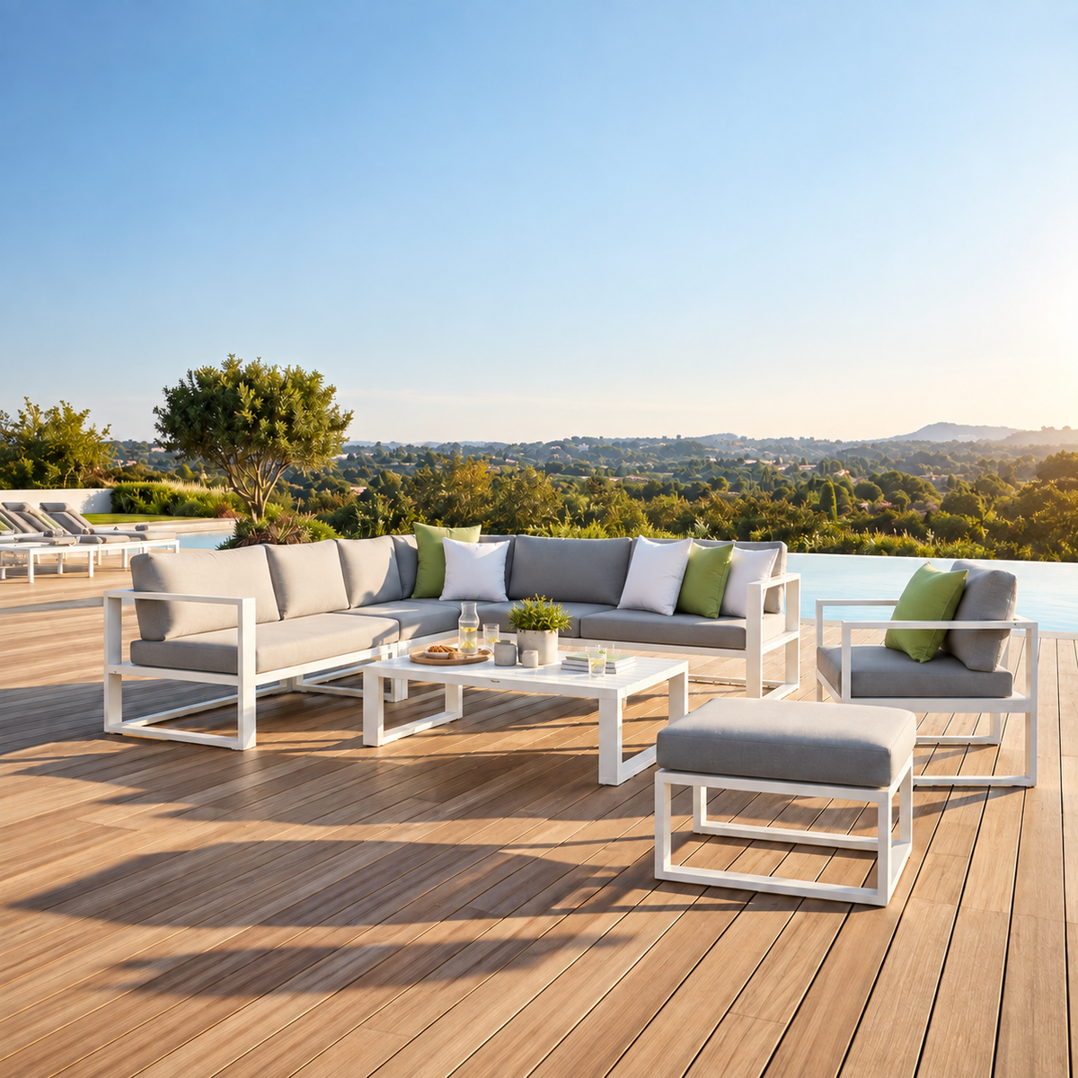 Large high-end aluminum corner sofa 8 seats - BELLY COOL