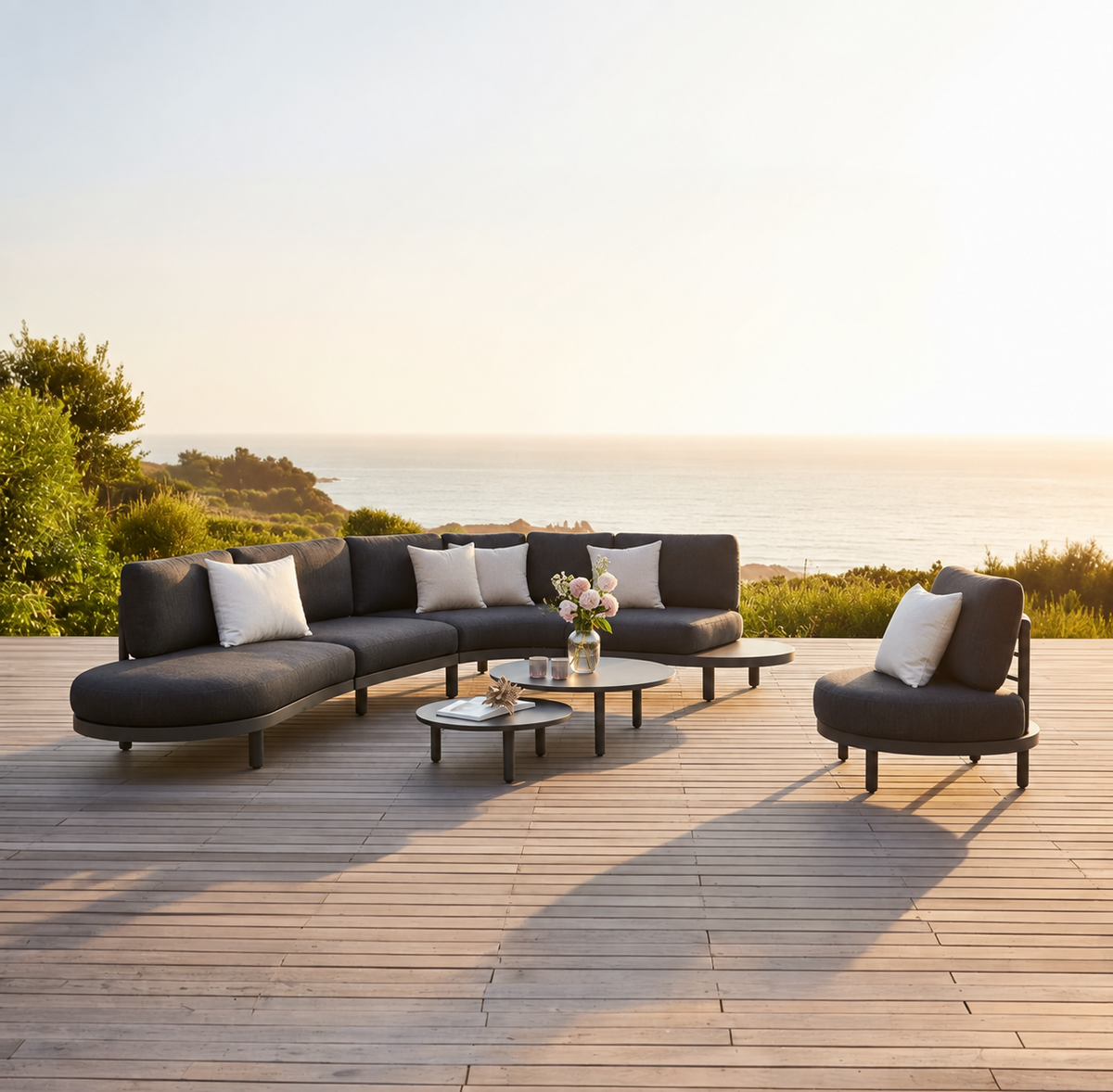 Designer corner aluminum garden furniture - ALBA BLACK