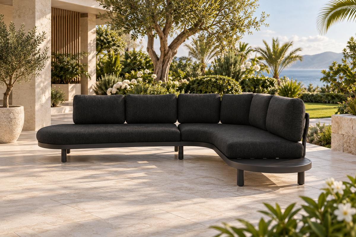 Designer corner aluminum garden furniture - ALBA BLACK