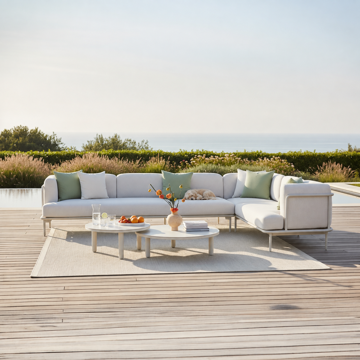 Modern aluminum outdoor corner sofa - FLORA