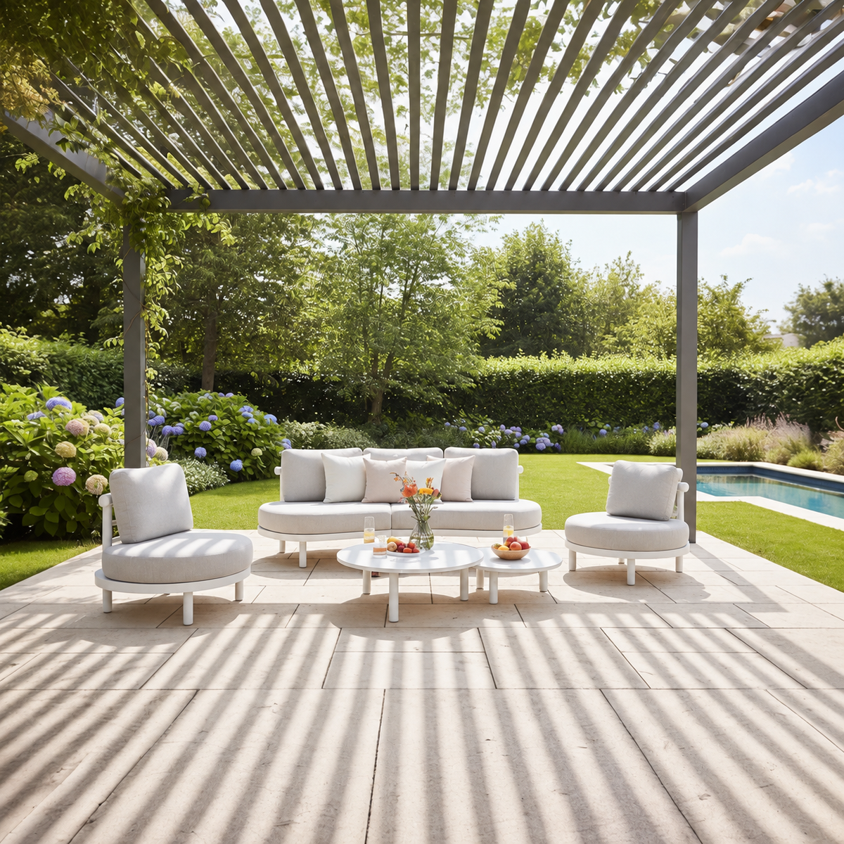 Aluminum design outdoor garden sofa - WHITE AMBER