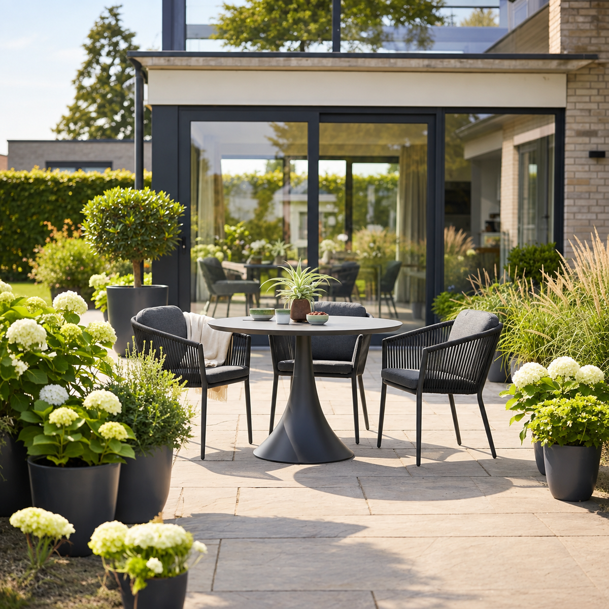 Round aluminum garden table - FANO BLACK