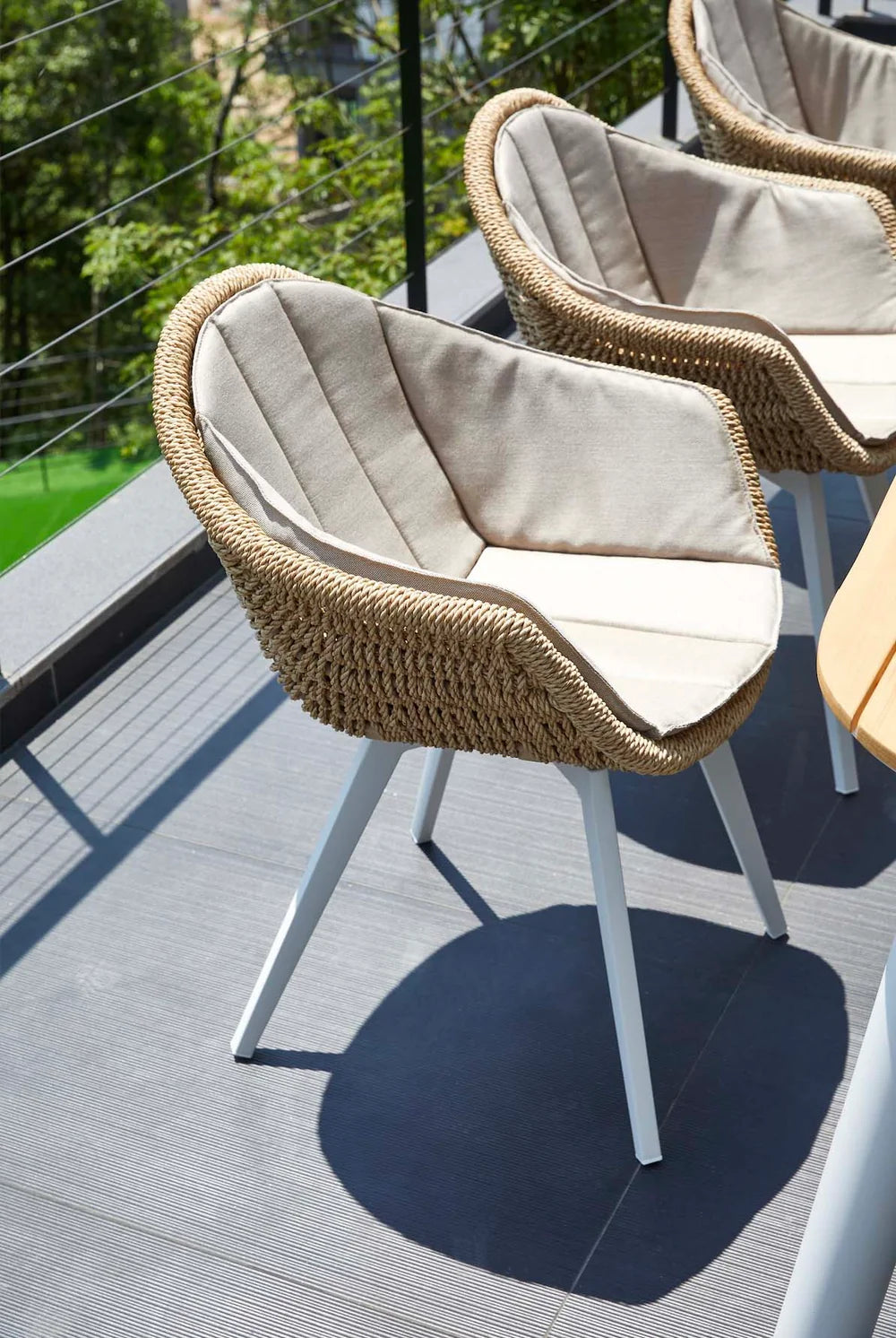 Aluminum and resin garden dining armchair with AGORA cushions (set of 2) - MILO