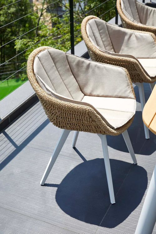 Aluminum and resin garden dining armchair with AGORA cushions (set of 2) - MILO