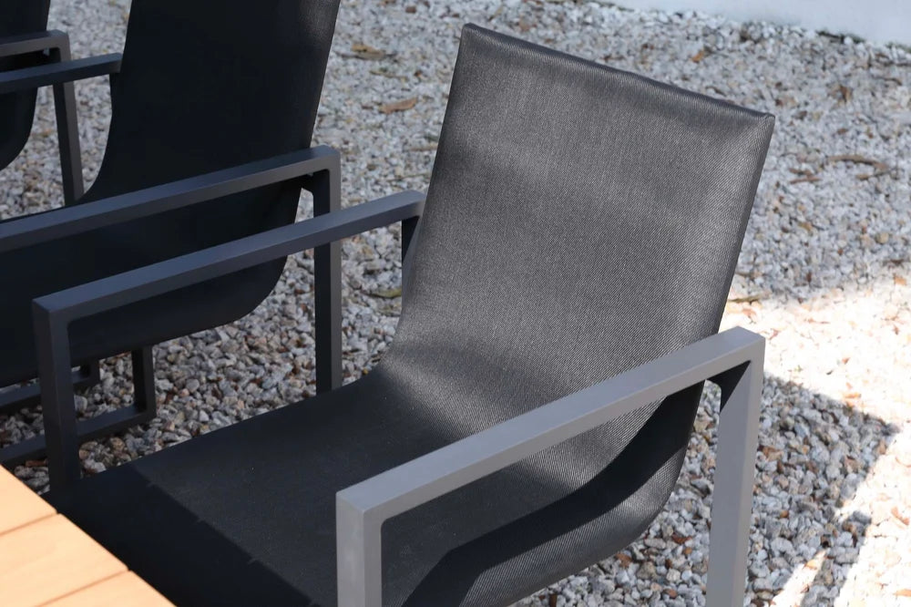 Designer aluminum garden chair - COMO black (set of 2)