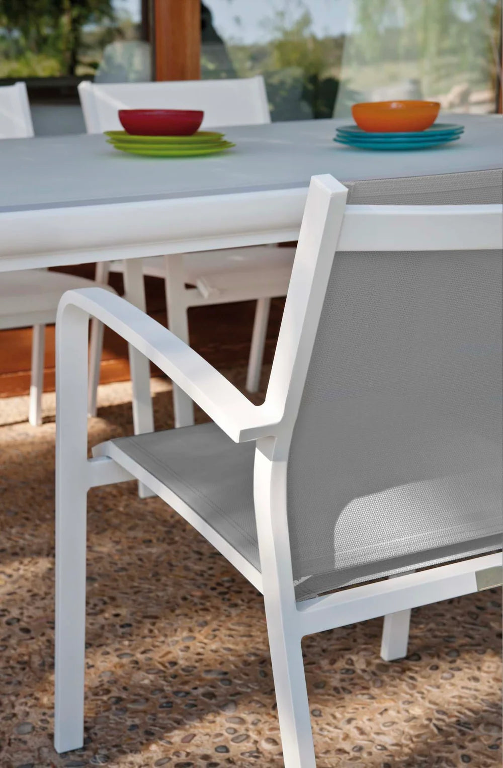 Stackable aluminum armchair - NORY WHITE (set of 6)