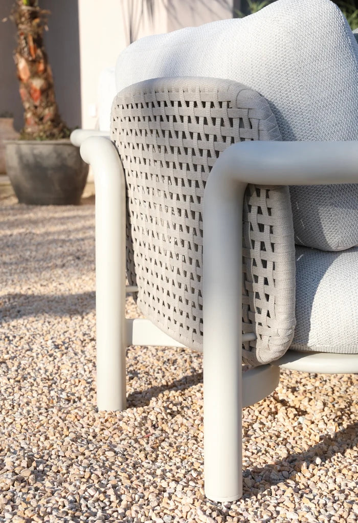 Designer garden set in aluminum and braided rope - AMAIA