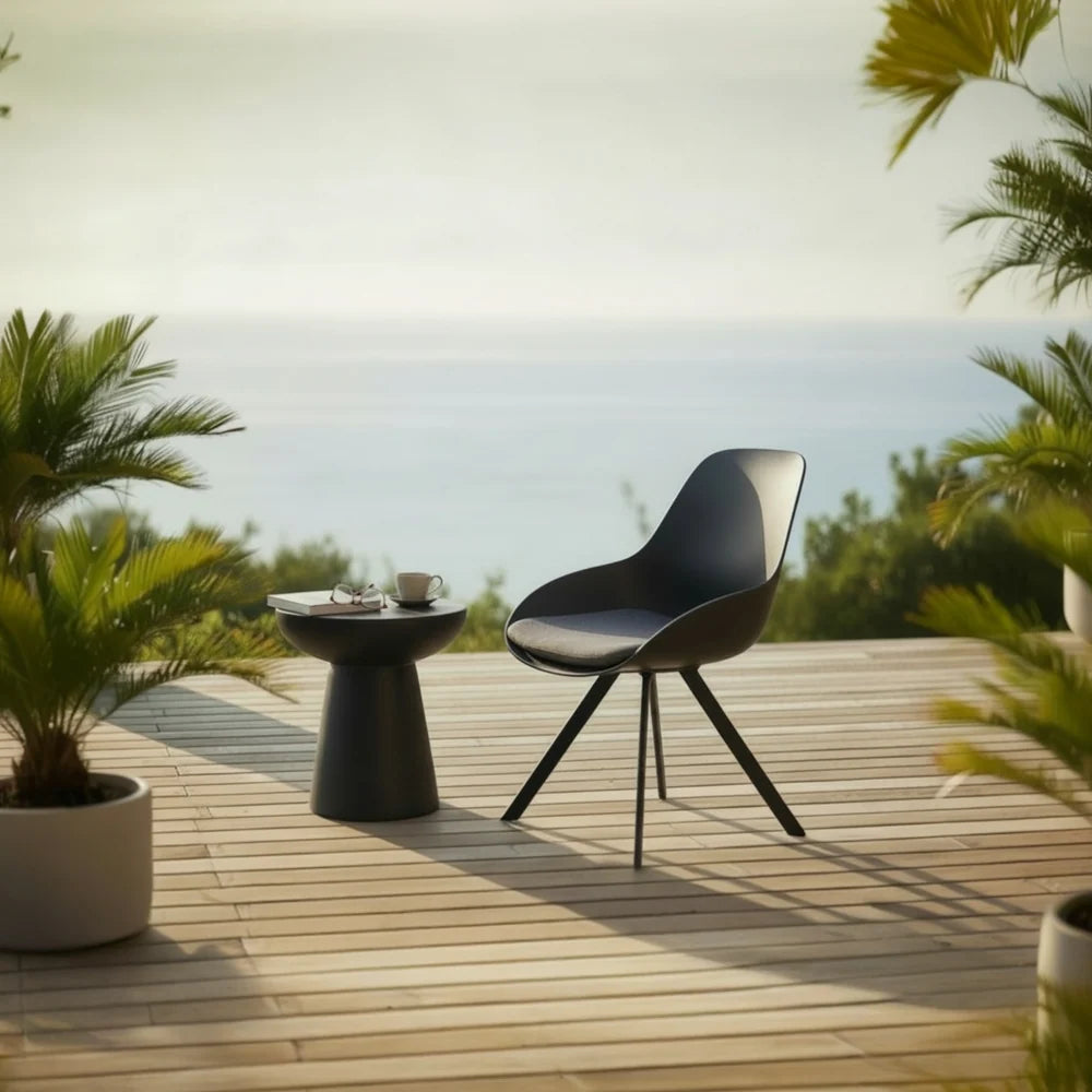 Garden chair in black aluminum and black polyethylene - MONDO (set of 2)