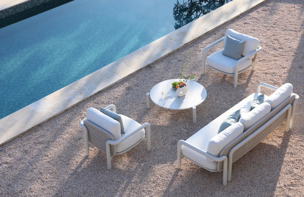 Designer garden set in aluminum and braided rope - AMAIA
