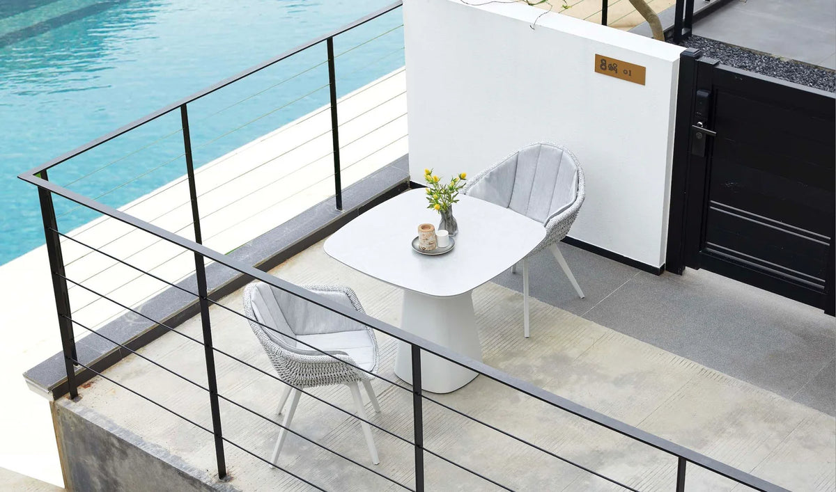 Square high-end restaurant dining table in aluminum - with ceramic top - MILO