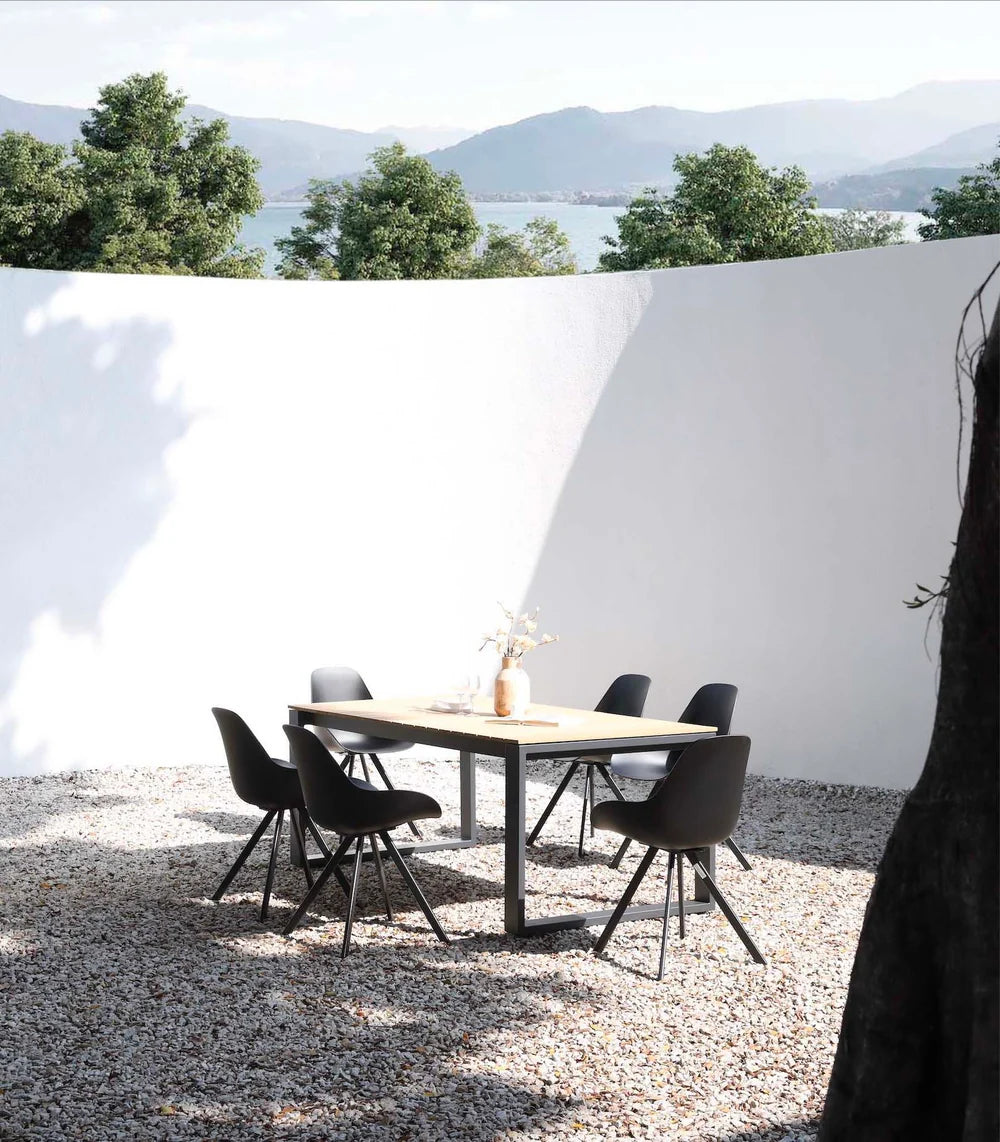 High-end teak and aluminum garden table - COMO BLACK 200CM