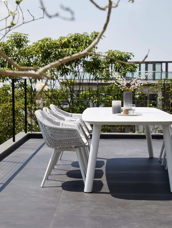 Modern aluminum garden dining table - with ceramic top - LARA