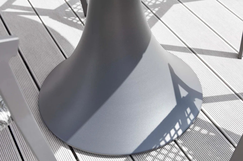 Round garden table with teak top - FANO BLACK