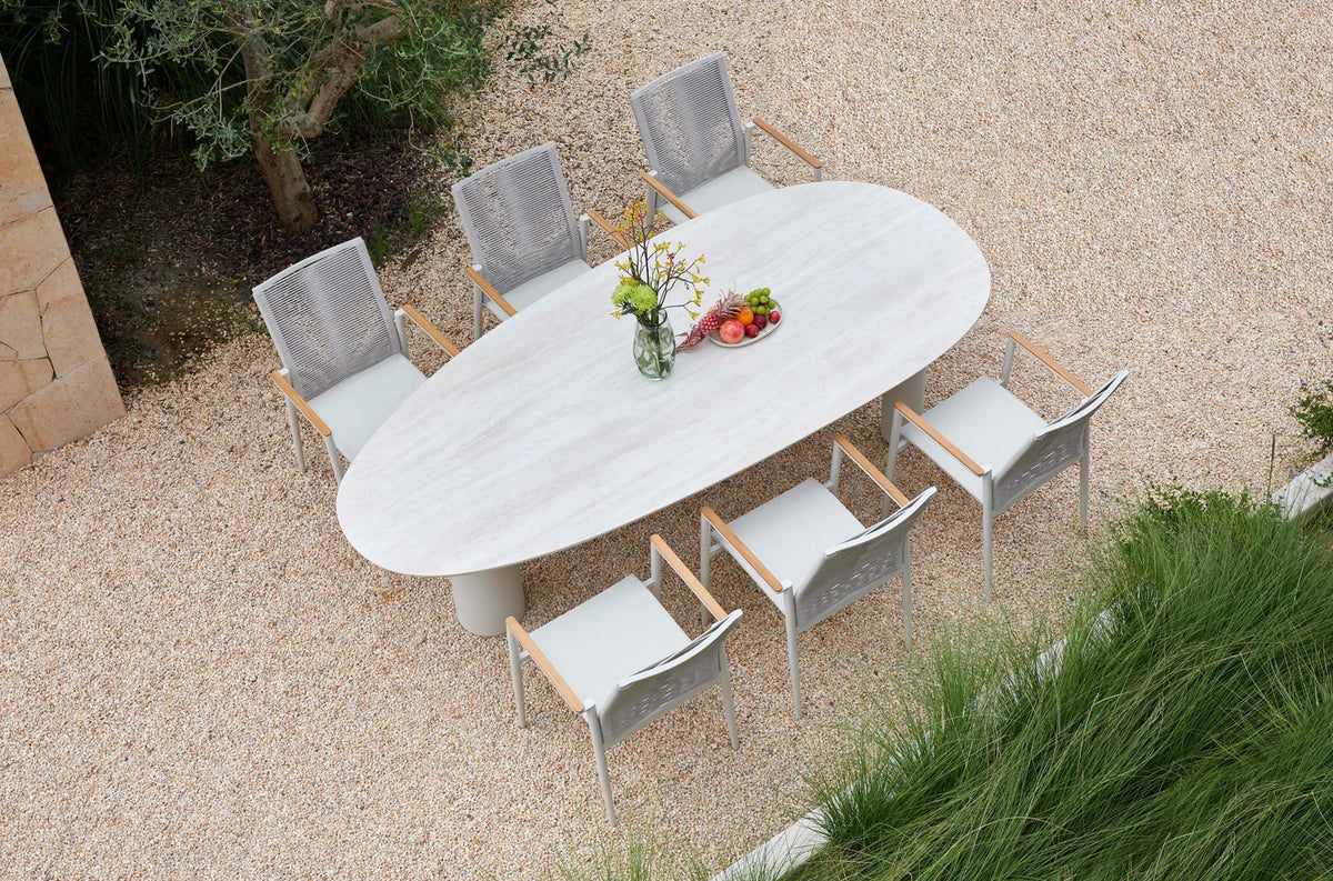 Large oval dining table with ceramic top - LYSE