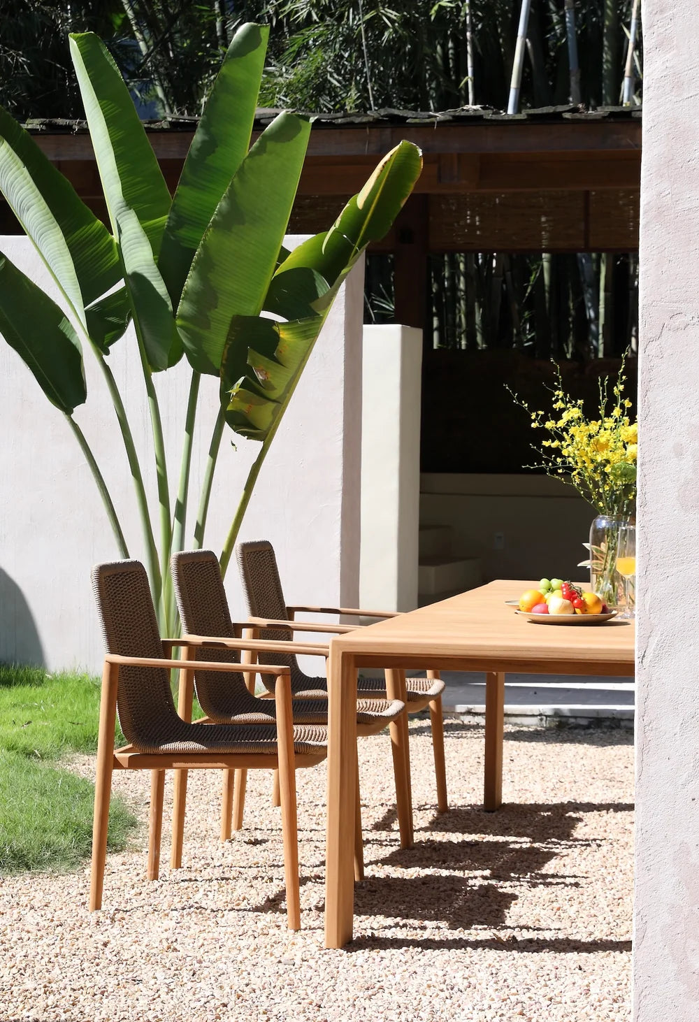 High-end dining table in solid teak - PAULA