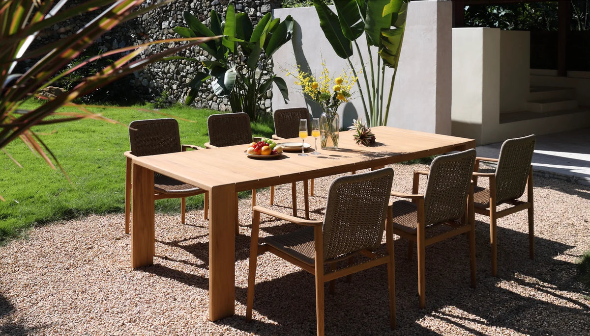 High-end dining table in solid teak - PAULA