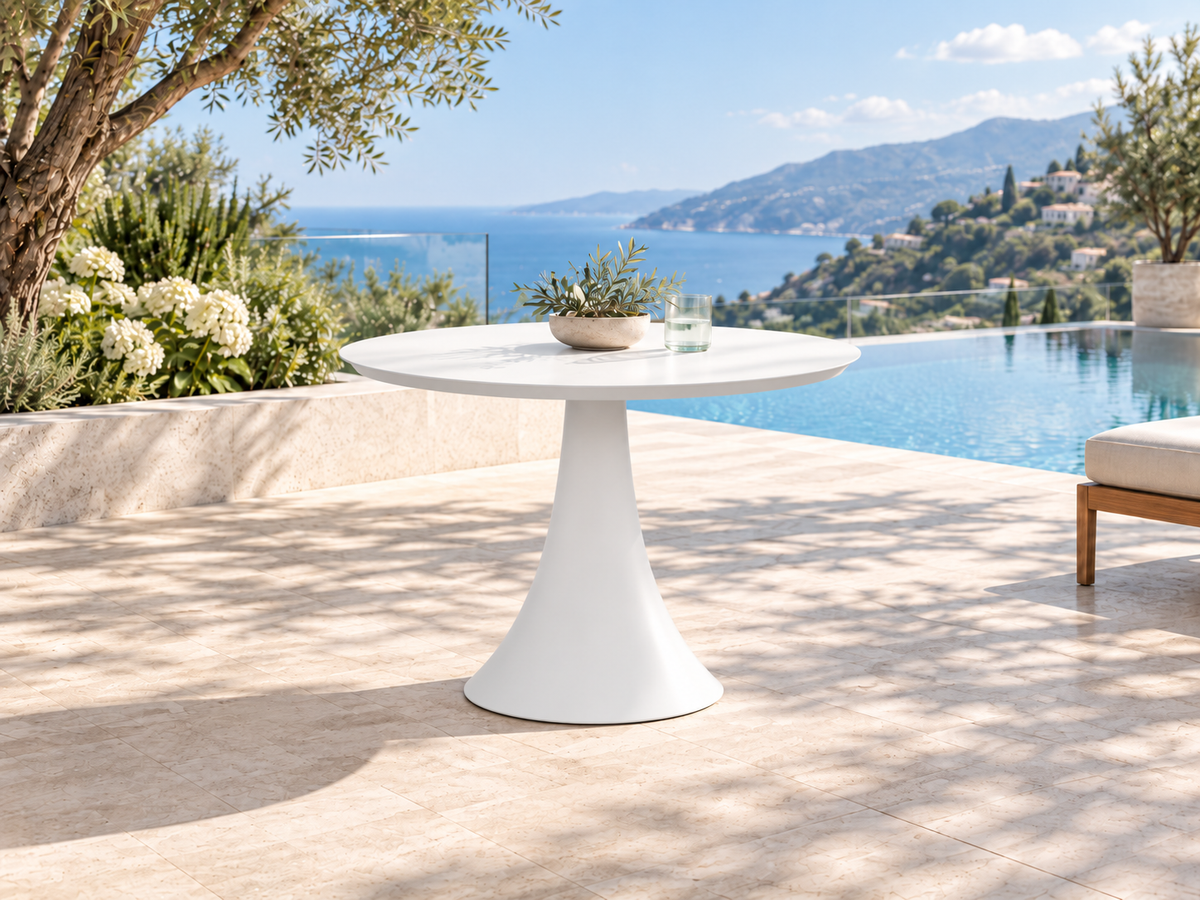 Round aluminum garden table - FANO WHITE