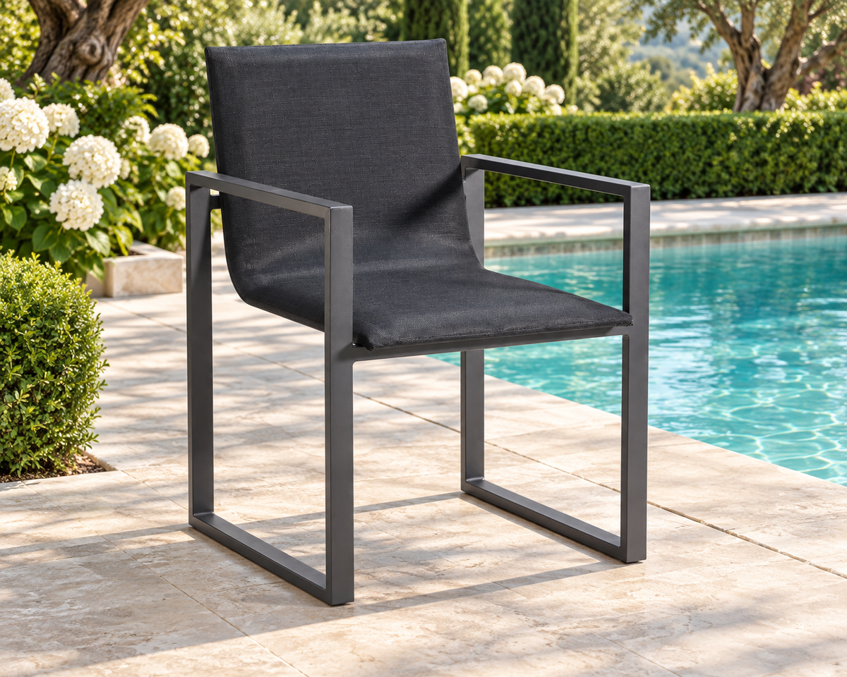 Designer aluminum garden chair - COMO black (set of 2)