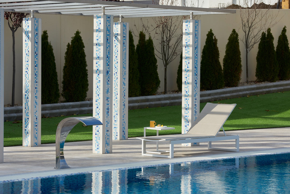 Duo of aluminum sun loungers + coffee table - COMO Taupe